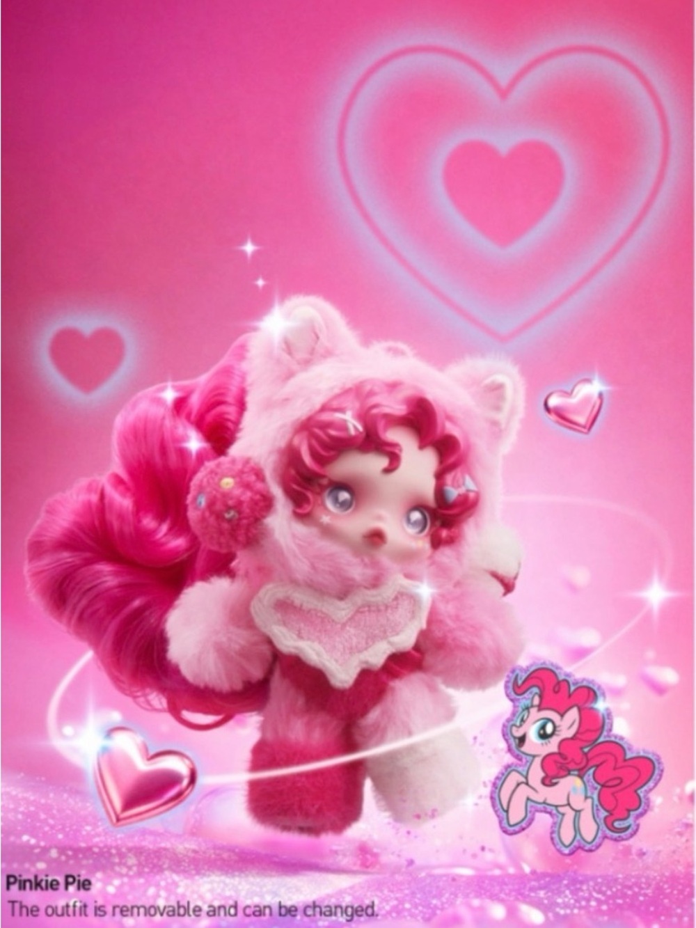 Pinkie Pie Plush Doll in Pink Removable Outfit - My Little Pony Inspired